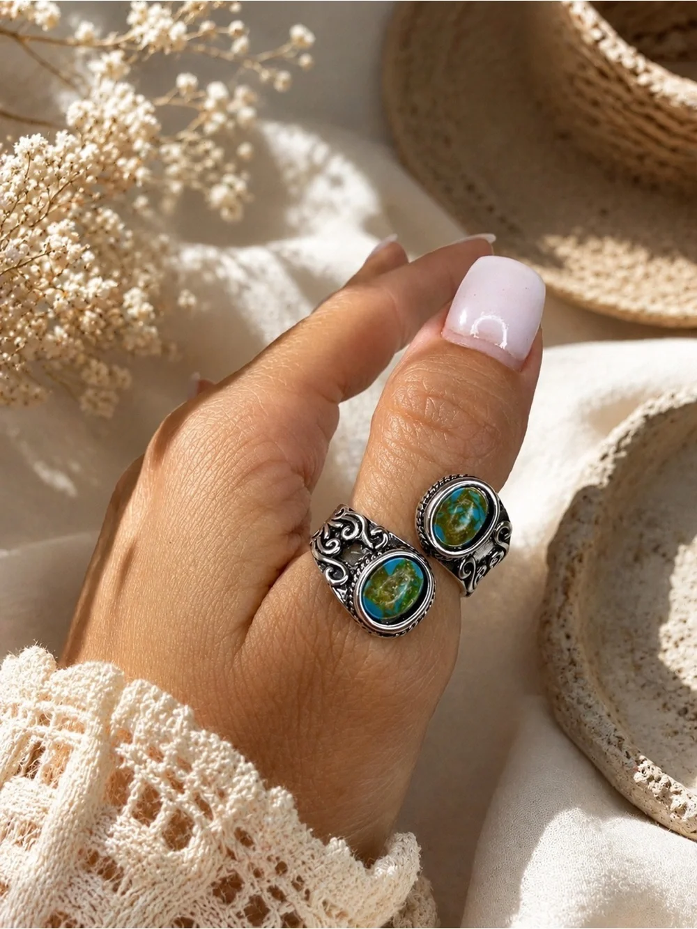 Turquoise Adjustable Wrap Ring | Boho Statement Ring